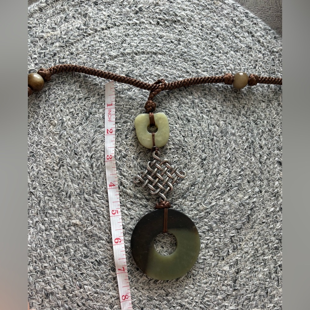 Contemporary Jade and Sterling Silver Pendant Necklace - Picture 5 of 6